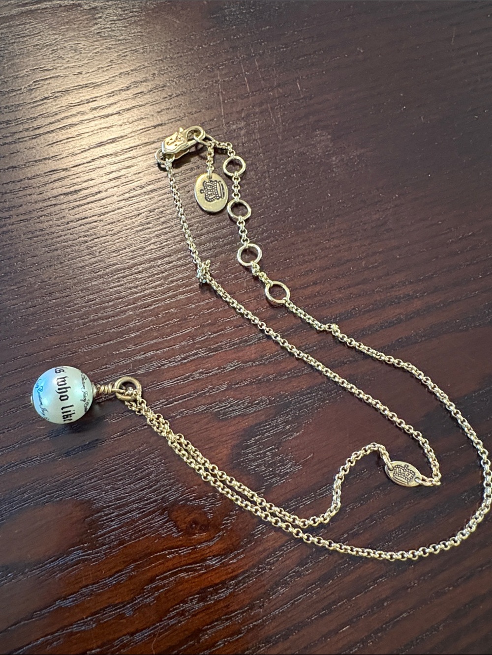 Juicy Couture Gold-Tone Double Chain Necklace with Globe Pendant